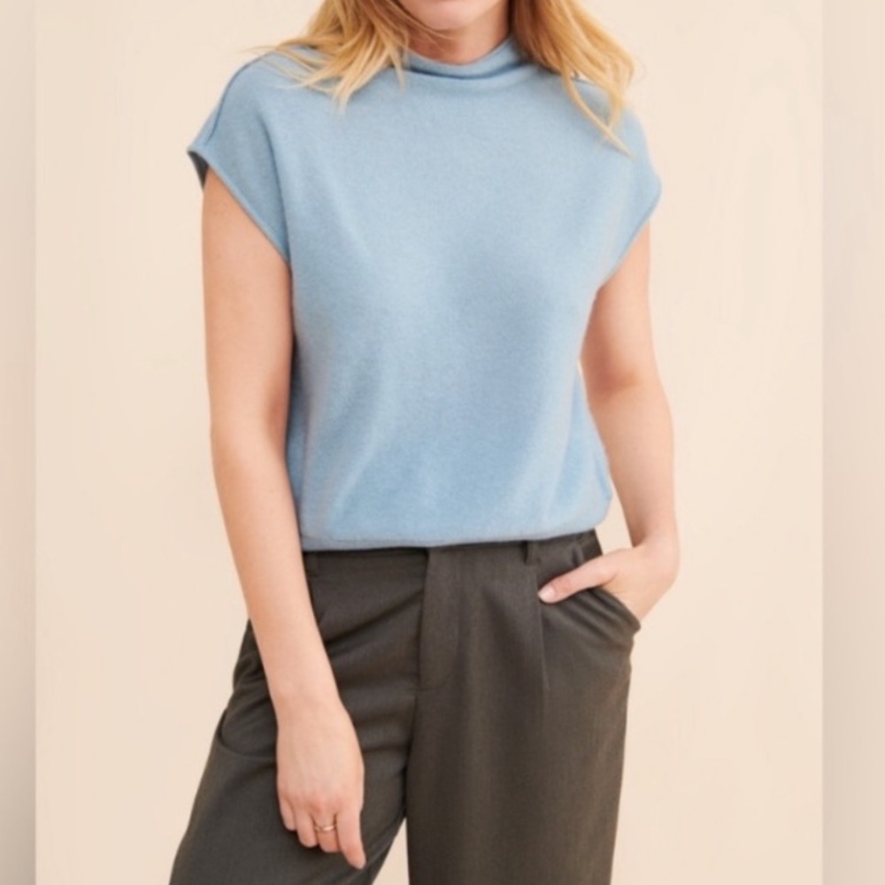 Anthropologie sweater Moth Erla Swing Light Blue Sleeveless  Top size S NWOT